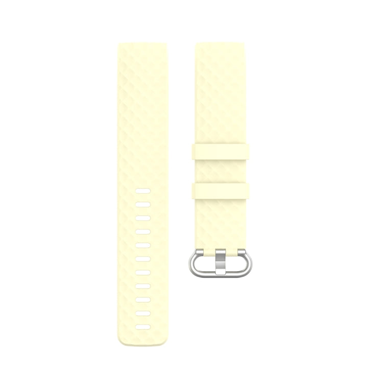 18mm Silver Color Buckle TPU Wrist Strap Watch Band for Fitbit Charge 4 / Charge 3 / Charge 3 SE, Size: L(Light Yellow) - Watch Bands by buy2fix | Online Shopping UK | buy2fix