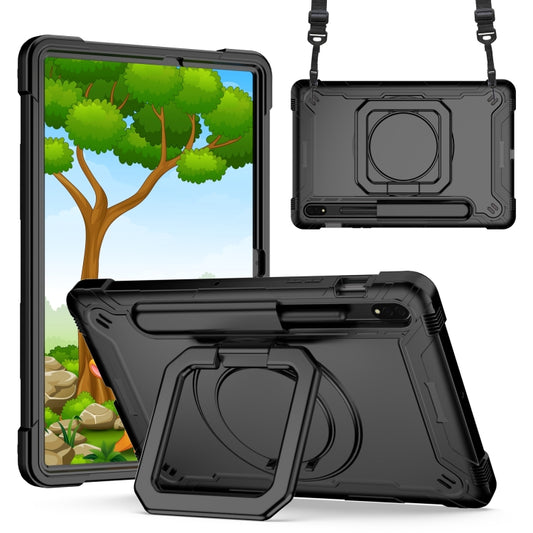 For Samsung Galaxy Tab S7 / S8 Silicone + PC Bracelet Holder Tablet Case(Black) - Galaxy Tab S8 Cases by buy2fix | Online Shopping UK | buy2fix