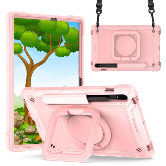 For Samsung Galaxy Tab S7 / S8 Silicone + PC Bracelet Holder Tablet Case(Rose Gold) - Galaxy Tab S8 Cases by buy2fix | Online Shopping UK | buy2fix