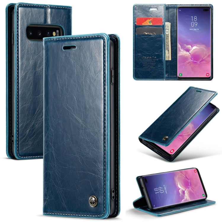 For Samsung Galaxy S10+ CaseMe 003 Crazy Horse Texture Leather Phone Case(Blue) - Galaxy Phone Cases by CaseMe | Online Shopping UK | buy2fix