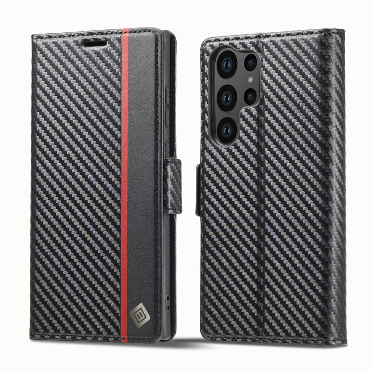 For Samsung Galaxy S23 Ultra 5G LC.IMEEKE Carbon Fiber PU + TPU Horizontal Flip Leather Phone Case(Vertical Black) - Galaxy S23 Ultra 5G Cases by LC.IMEEKE | Online Shopping UK | buy2fix