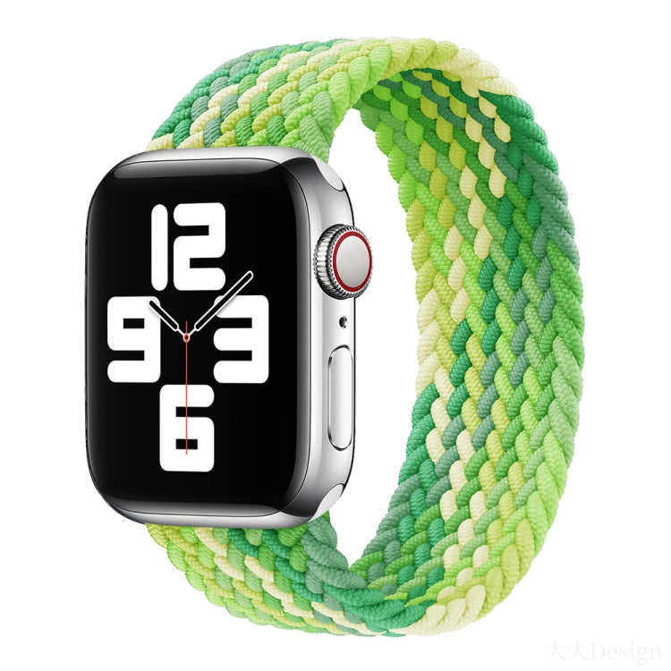 Nylon Single-turn Braided Watch Band For Apple Watch Ultra 49mm / Series 8&7 45mm / SE 2&6&SE&5&4 44mm / 3&2&1 42mm, Length:155mm(Limes) - Watch Bands by buy2fix | Online Shopping UK | buy2fix