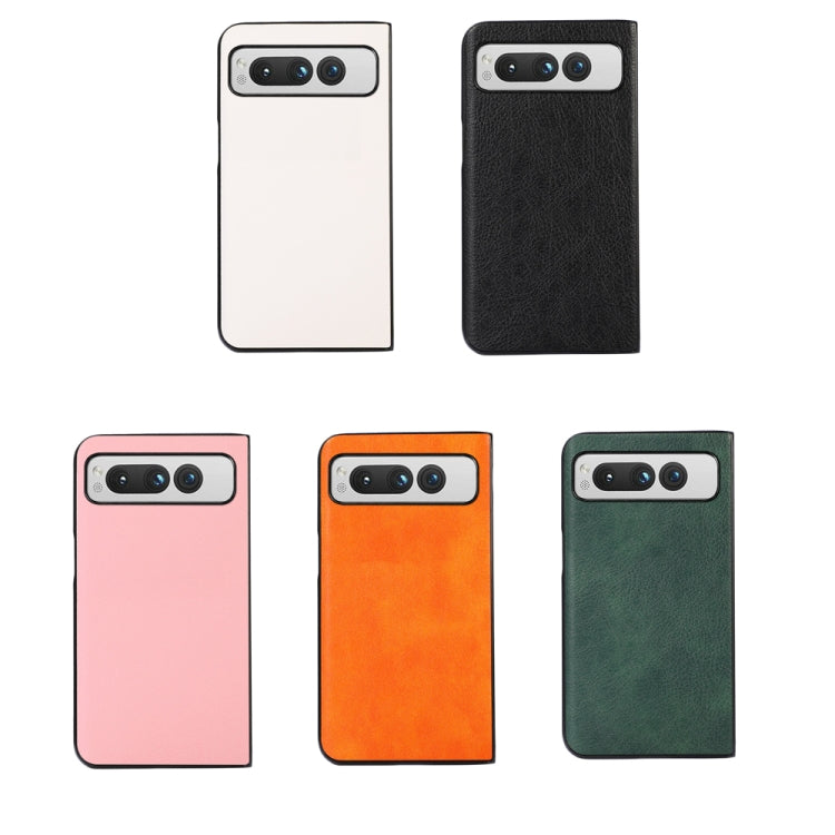 For Google Pixel Fold Two-color Litchi Texture PU Phone Case(Orange) - Google Cases by buy2fix | Online Shopping UK | buy2fix