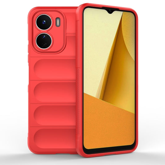 For vivo Y16 4G Global Magic Shield TPU + Flannel Phone Case(Red) - vivo Cases by buy2fix | Online Shopping UK | buy2fix