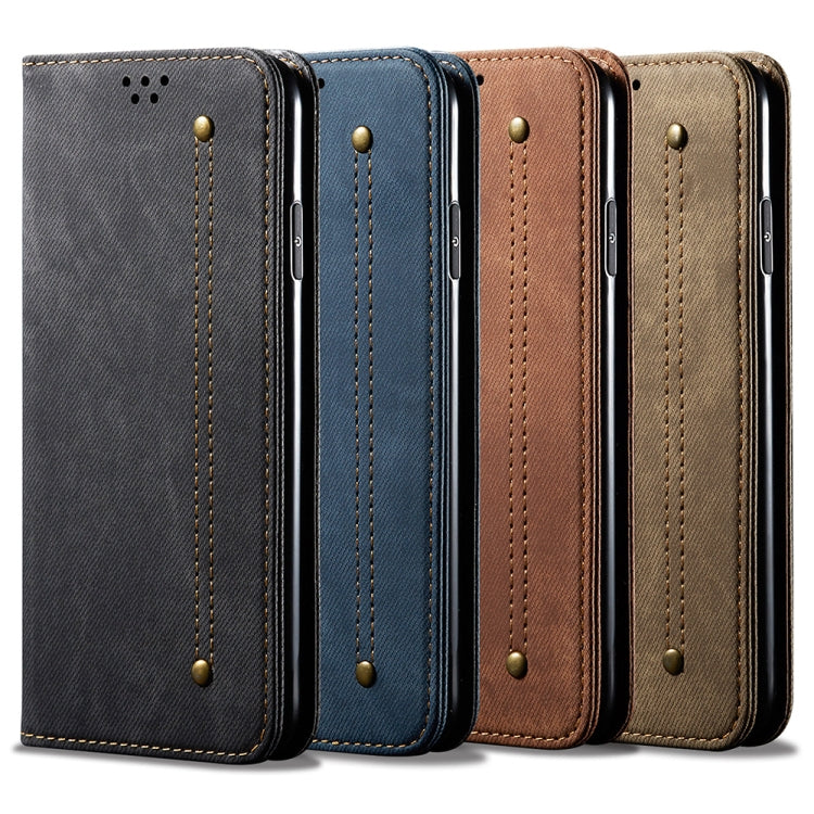 For OnePlus 11 Denim Texture Flip Leather Phone Case(Brown) - OnePlus Cases by buy2fix | Online Shopping UK | buy2fix