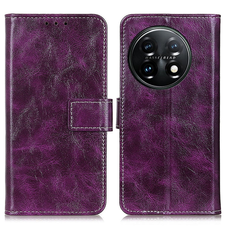 For OnePlus 11 5G Retro Crazy Horse Texture Leather Phone Case(Purple) - OnePlus Cases by buy2fix | Online Shopping UK | buy2fix