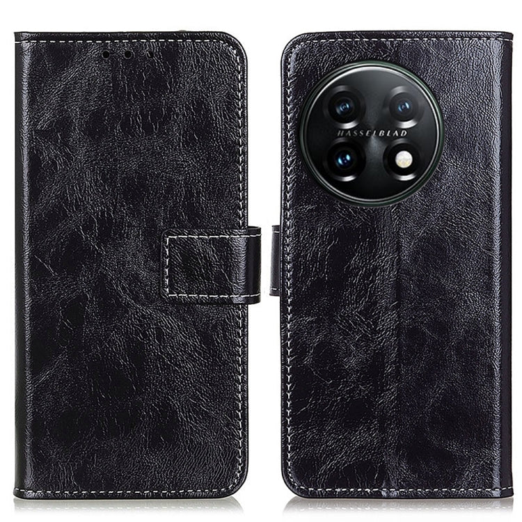 For OnePlus 11 5G Retro Crazy Horse Texture Leather Phone Case(Black) - OnePlus Cases by buy2fix | Online Shopping UK | buy2fix