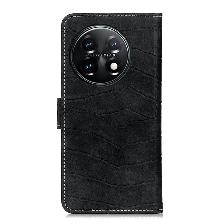 For OnePlus 11 5G Magnetic Crocodile Texture Leather Phone Case(Black) - OnePlus Cases by buy2fix | Online Shopping UK | buy2fix