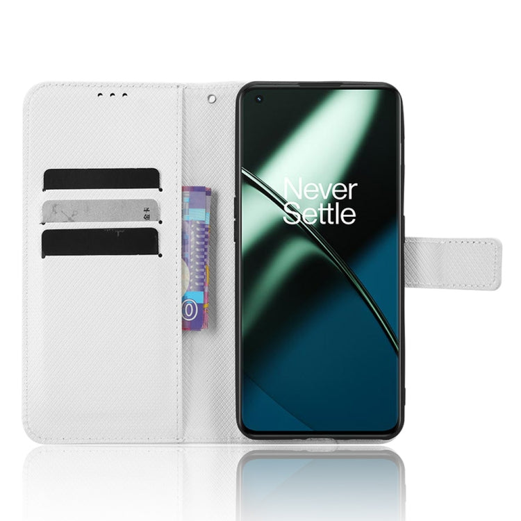 For OnePlus 11 5G Diamond Texture Leather Phone Case(White) - OnePlus Cases by buy2fix | Online Shopping UK | buy2fix