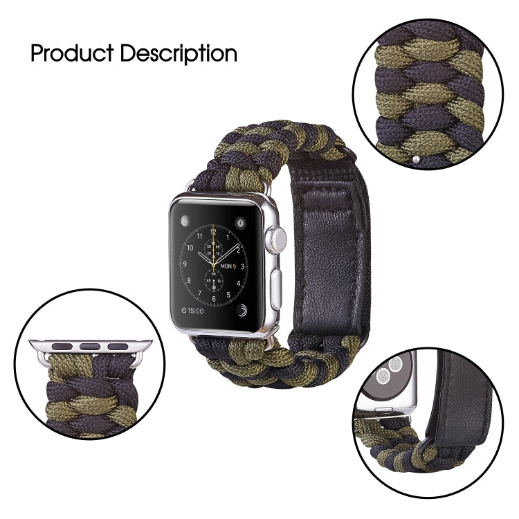 Paracord Plain Weave Hook And Loop Fastener Nylon Watch Band For Apple Watch Ultra 49mm&Watch Ultra 2 49mm / Series 9&8&7 45mm / SE 3&SE 2&6&SE&5&4 44mm / 3&2&1 42mm(Green) - Watch Bands by buy2fix | Online Shopping UK | buy2fix