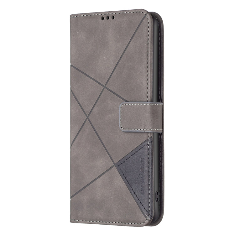 For Xiaomi Redmi K70 / K70 Pro Magnetic Buckle Rhombus Texture Leather Phone Case(Grey) - K70 Pro Cases by buy2fix | Online Shopping UK | buy2fix