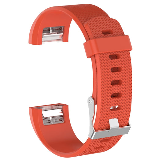 For Fitbit Charge 2 Common Texture Silicone  Watch Band with Buckle, Size:L(Red) - Watch Bands by buy2fix | Online Shopping UK | buy2fix