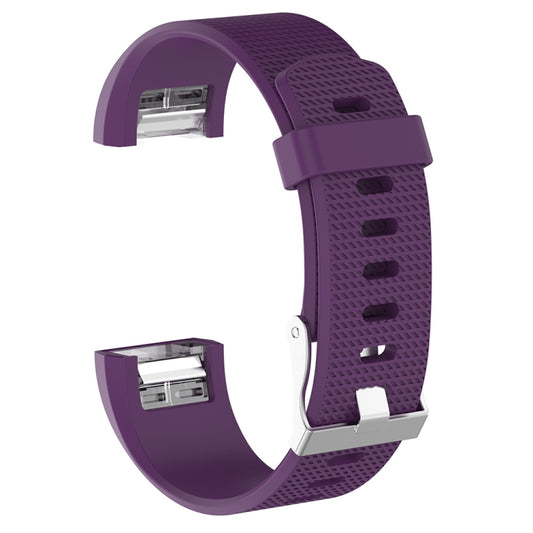 For Fitbit Charge 2 Common Texture Silicone  Watch Band with Buckle, Size:L(Purple) - Watch Bands by buy2fix | Online Shopping UK | buy2fix