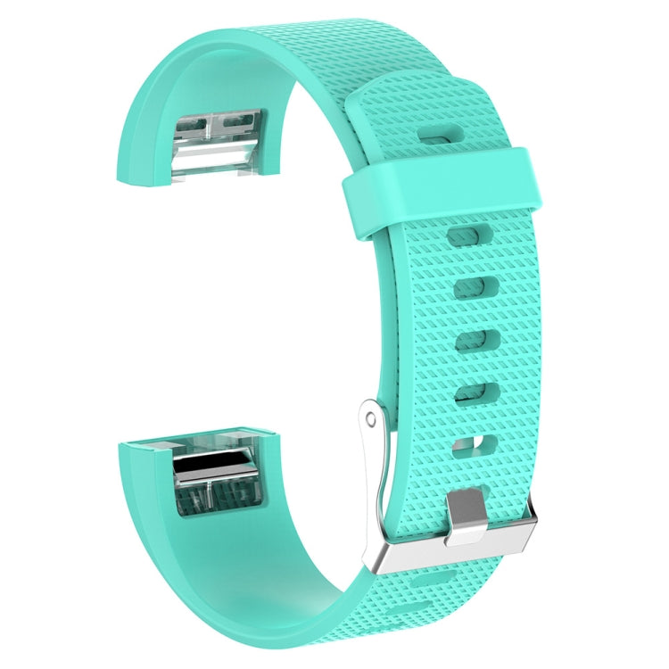 For Fitbit Charge 2 Common Texture Silicone  Watch Band with Buckle, Size:L(Lake Blue) - Watch Bands by buy2fix | Online Shopping UK | buy2fix