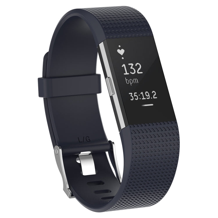 For Fitbit Charge 2 Common Texture Silicone  Watch Band with Buckle, Size:L(White) - Watch Bands by buy2fix | Online Shopping UK | buy2fix