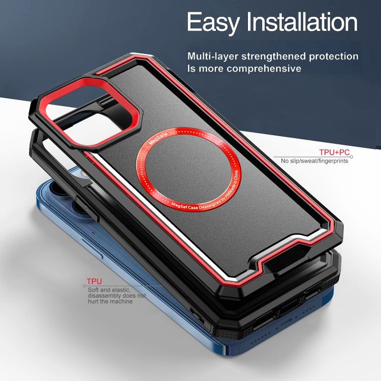 For iPhone 13 Pro Max Armour Two-color MagSafe Magnetic TPU + PC Phone Case(Black + Red) - iPhone 13 Pro Max Cases by buy2fix | Online Shopping UK | buy2fix