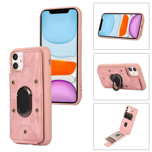 For iPhone 11 Armor Ring Wallet Back Cover Phone Case(Pink) - iPhone 11 Cases by buy2fix | Online Shopping UK | buy2fix