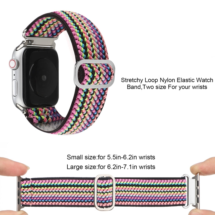 For Apple Watch Ultra 49mm&Watch Ultra 2 49mm / Series 9&8&7 45mm / SE 3&SE 2&6&SE&5&4 44mm / 3&2&1 42mm Buckle Elastic Nylon Watch Band(Pink) - Watch Bands by buy2fix | Online Shopping UK | buy2fix