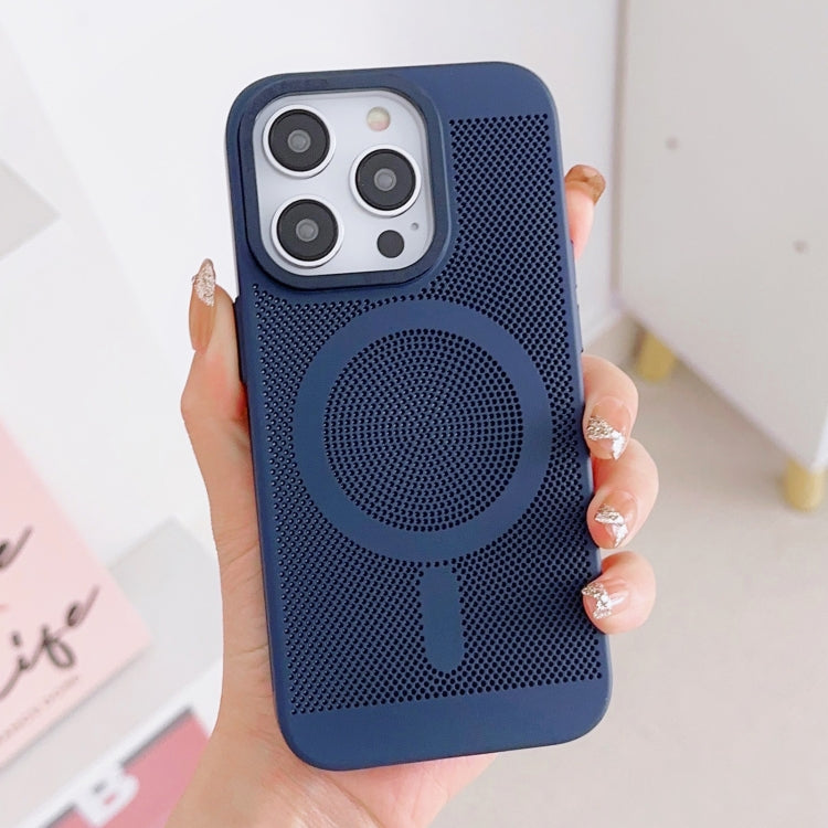 For iPhone 11 Grid Cooling MagSafe Magnetic Phone Case(Navy Blue) - iPhone 11 Cases by buy2fix | Online Shopping UK | buy2fix