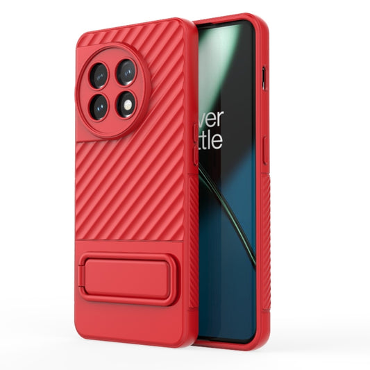 For OnePlus 11 5G Wavy Texture TPU Phone Case with Lens Film(Red) - OnePlus Cases by buy2fix | Online Shopping UK | buy2fix