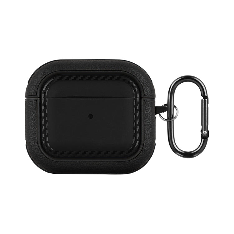 For AirPods 3 Leather Texture Earphone Protective Case(Black) - For AirPods 3 by buy2fix | Online Shopping UK | buy2fix