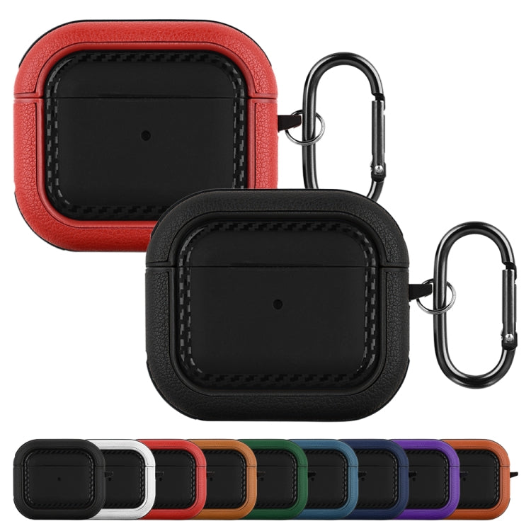 For AirPods 3 Leather Texture Earphone Protective Case(Black) - For AirPods 3 by buy2fix | Online Shopping UK | buy2fix