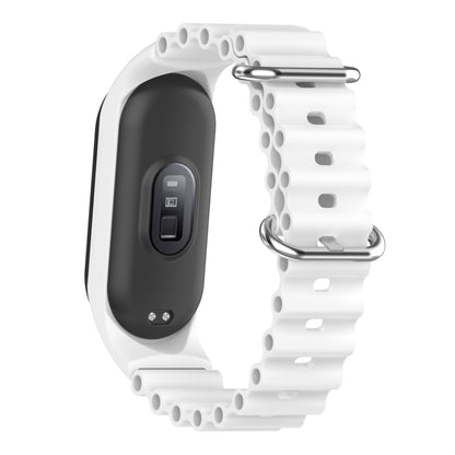 For Xiaomi Mi Band 7 / 6 / 5 / 4 / 3 Solid Color Marine Silicone Breathable Watch Band(White) - Watch Bands by buy2fix | Online Shopping UK | buy2fix