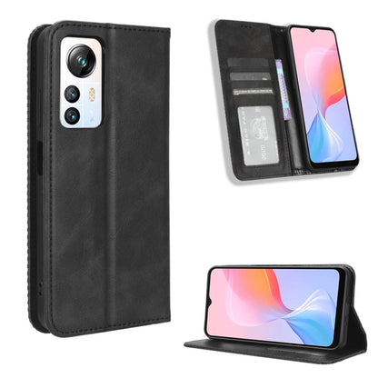 For Blackview A85 Magnetic Buckle Retro Texture Leather Phone Case(Black) - More Brand by buy2fix | Online Shopping UK | buy2fix