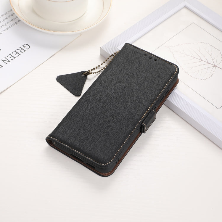 For Xiaomi Redmi K70 Side-Magnetic TJ Genuine Leather RFID Phone Case(Black) - K70 Cases by buy2fix | Online Shopping UK | buy2fix