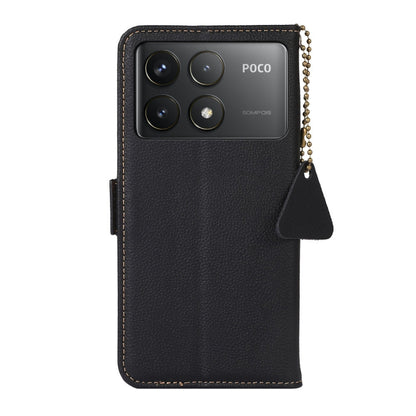 For Xiaomi Redmi K70 Side-Magnetic TJ Genuine Leather RFID Phone Case(Black) - K70 Cases by buy2fix | Online Shopping UK | buy2fix