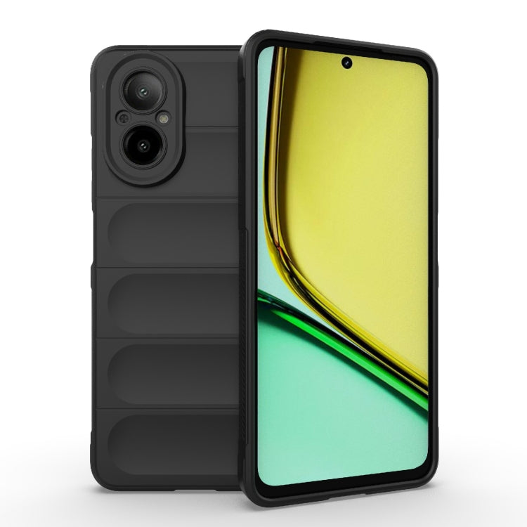 For Realme C67 4G Global Magic Shield TPU + Flannel Phone Case(Black) - C67 Cases by buy2fix | Online Shopping UK | buy2fix