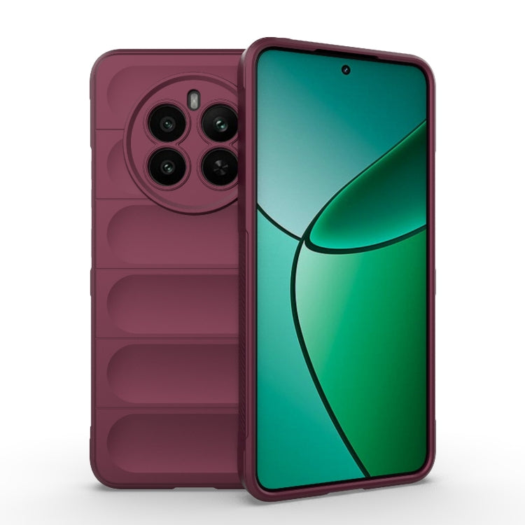 For Realme 12+ 5G Global Magic Shield TPU + Flannel Phone Case(Wine Red) - Realme Cases by buy2fix | Online Shopping UK | buy2fix