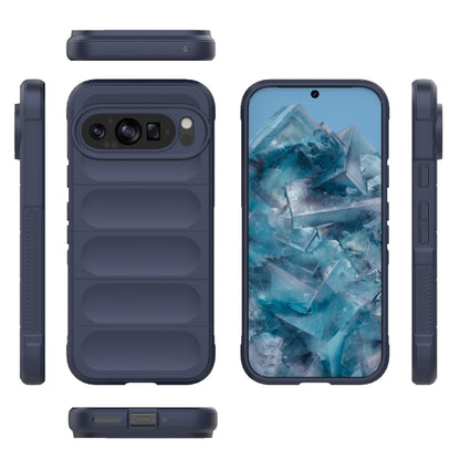 For Google Pixel 9 5G Global Magic Shield TPU + Flannel Phone Case(Dark Blue) - Google Cases by buy2fix | Online Shopping UK | buy2fix