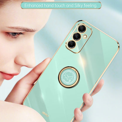 For Samsung Galaxy A55 XINLI Straight Edge 6D Electroplate TPU Phone Case with Ring Holder(Mint Green) - Galaxy Phone Cases by XINLI | Online Shopping UK | buy2fix