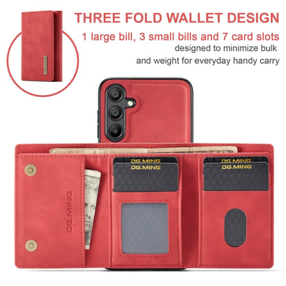 For Samsung Galaxy A15 5G / A15 4G DG.MING M1 Series 3-Fold Multi Card Wallet + Magnetic Phone Case(Red) - Galaxy Phone Cases by DG.MING | Online Shopping UK | buy2fix