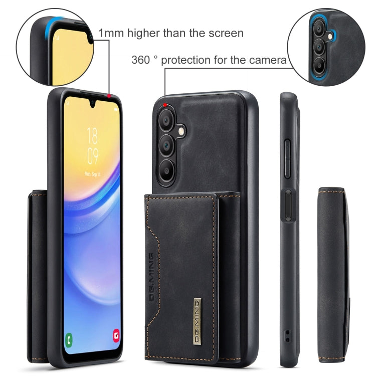 For Samsung Galaxy A15 5G / A15 4G DG.MING M2 Series 3-Fold Multi Card Bag + Magnetic Phone Case(Black) - Galaxy Phone Cases by DG.MING | Online Shopping UK | buy2fix