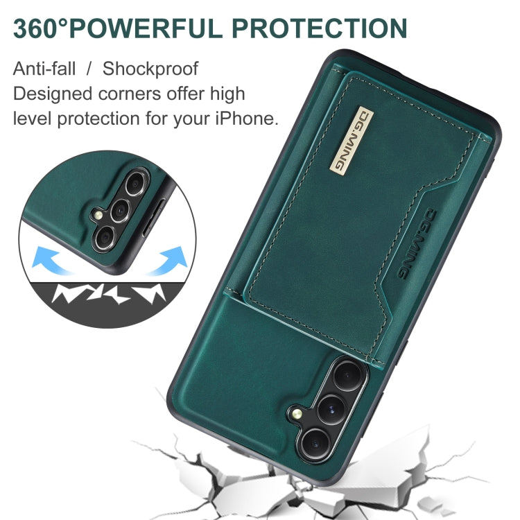 For Samsung Galaxy A55 5G DG.MING M2 Series 3-Fold Multi Card Bag + Magnetic Phone Case(Green) - Galaxy Phone Cases by DG.MING | Online Shopping UK | buy2fix