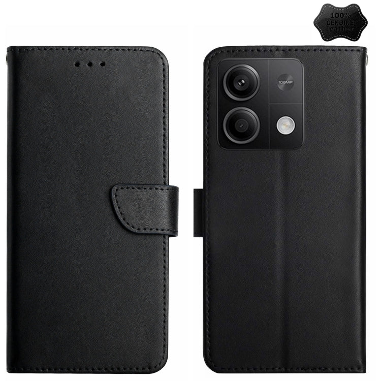 For Xiaomi Redmi Note 13 Pro 4G Global Genuine Leather Fingerprint-proof Flip Phone Case(Black) - Note 13 Pro Cases by buy2fix | Online Shopping UK | buy2fix