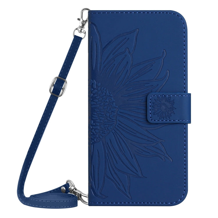 For Xiaomi 14 Pro Skin Feel Sun Flower Embossed Flip Leather Phone Case with Lanyard(Dark Blue) - 14 Pro Cases by buy2fix | Online Shopping UK | buy2fix