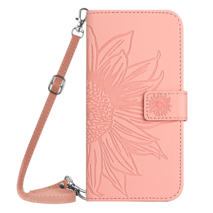For Xiaomi 14 Pro Skin Feel Sun Flower Embossed Flip Leather Phone Case with Lanyard(Pink) - 14 Pro Cases by buy2fix | Online Shopping UK | buy2fix