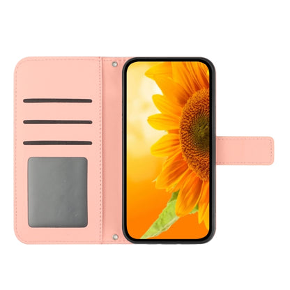 For Xiaomi 14 Pro Skin Feel Sun Flower Embossed Flip Leather Phone Case with Lanyard(Pink) - 14 Pro Cases by buy2fix | Online Shopping UK | buy2fix