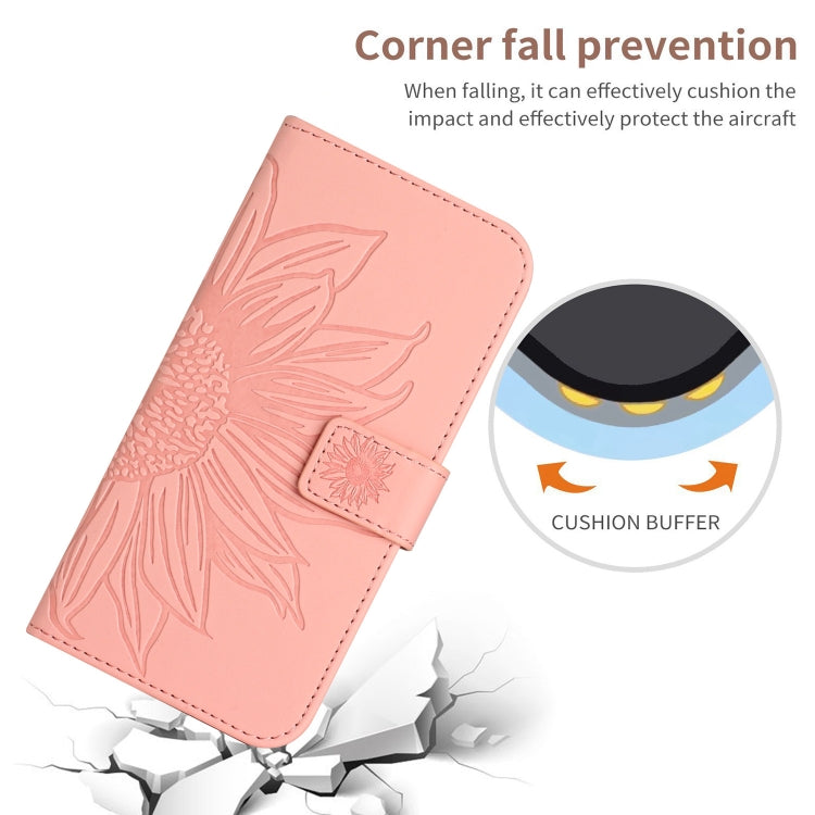 For Xiaomi 14 Pro Skin Feel Sun Flower Embossed Flip Leather Phone Case with Lanyard(Pink) - 14 Pro Cases by buy2fix | Online Shopping UK | buy2fix