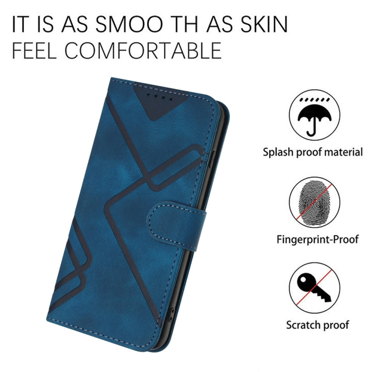 For iPhone 16 Pro Max Line Pattern Skin Feel Leather Phone Case(Royal Blue) - iPhone 16 Pro Max Cases by buy2fix | Online Shopping UK | buy2fix