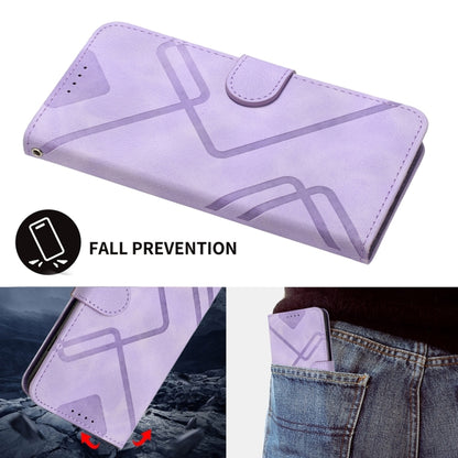 For iPhone 16 Pro Max Line Pattern Skin Feel Leather Phone Case(Light Purple) - iPhone 16 Pro Max Cases by buy2fix | Online Shopping UK | buy2fix