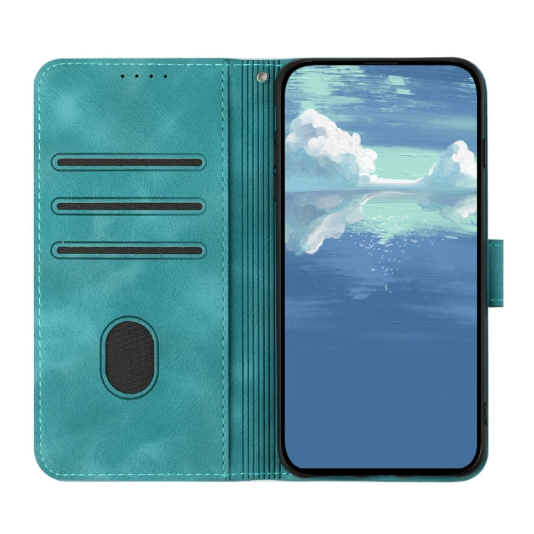 For iPhone 16 Pro Line Pattern Skin Feel Leather Phone Case(Light Blue) - iPhone 16 Pro Cases by buy2fix | Online Shopping UK | buy2fix