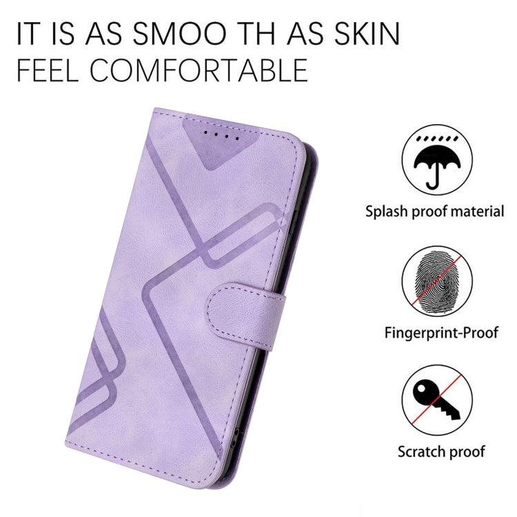 For OnePlus 11 Line Pattern Skin Feel Leather Phone Case(Light Purple) - OnePlus Cases by buy2fix | Online Shopping UK | buy2fix