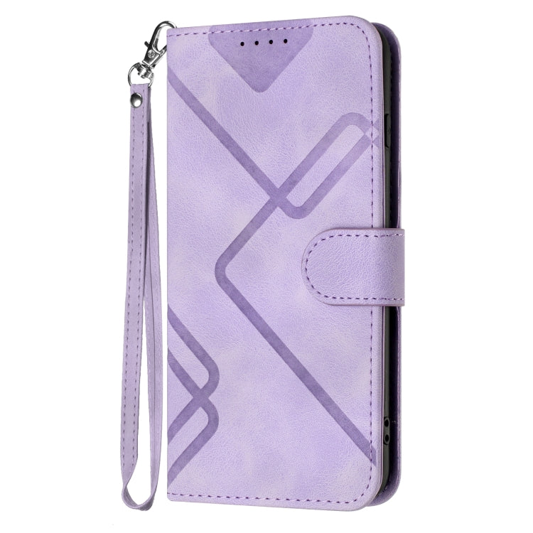 For OnePlus 12 Line Pattern Skin Feel Leather Phone Case(Light Purple) - OnePlus Cases by buy2fix | Online Shopping UK | buy2fix