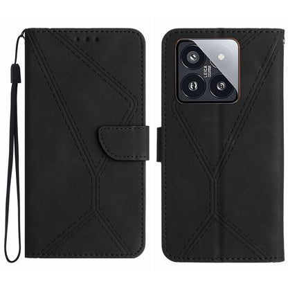 For Xiaomi 14 Stitching Embossed Leather Phone Case(Black) - 14 Cases by buy2fix | Online Shopping UK | buy2fix