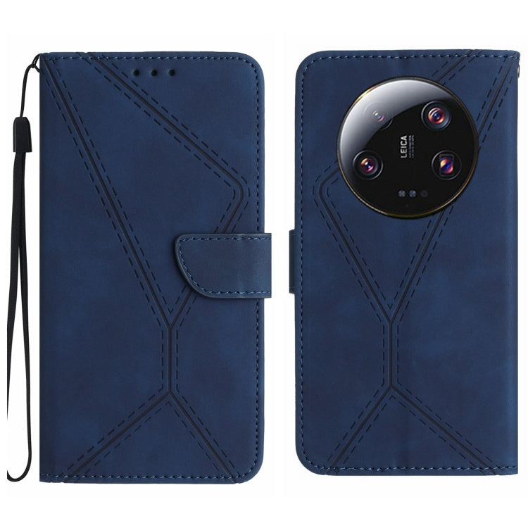 For Xiaomi 14 Ultra Stitching Embossed Leather Phone Case(Blue) - 14 Ultra Cases by buy2fix | Online Shopping UK | buy2fix