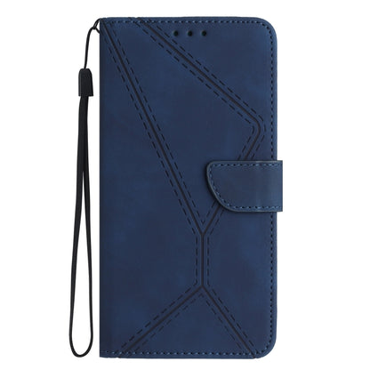 For Motorola Moto G34 5G Stitching Embossed Leather Phone Case(Blue) - Motorola Cases by buy2fix | Online Shopping UK | buy2fix